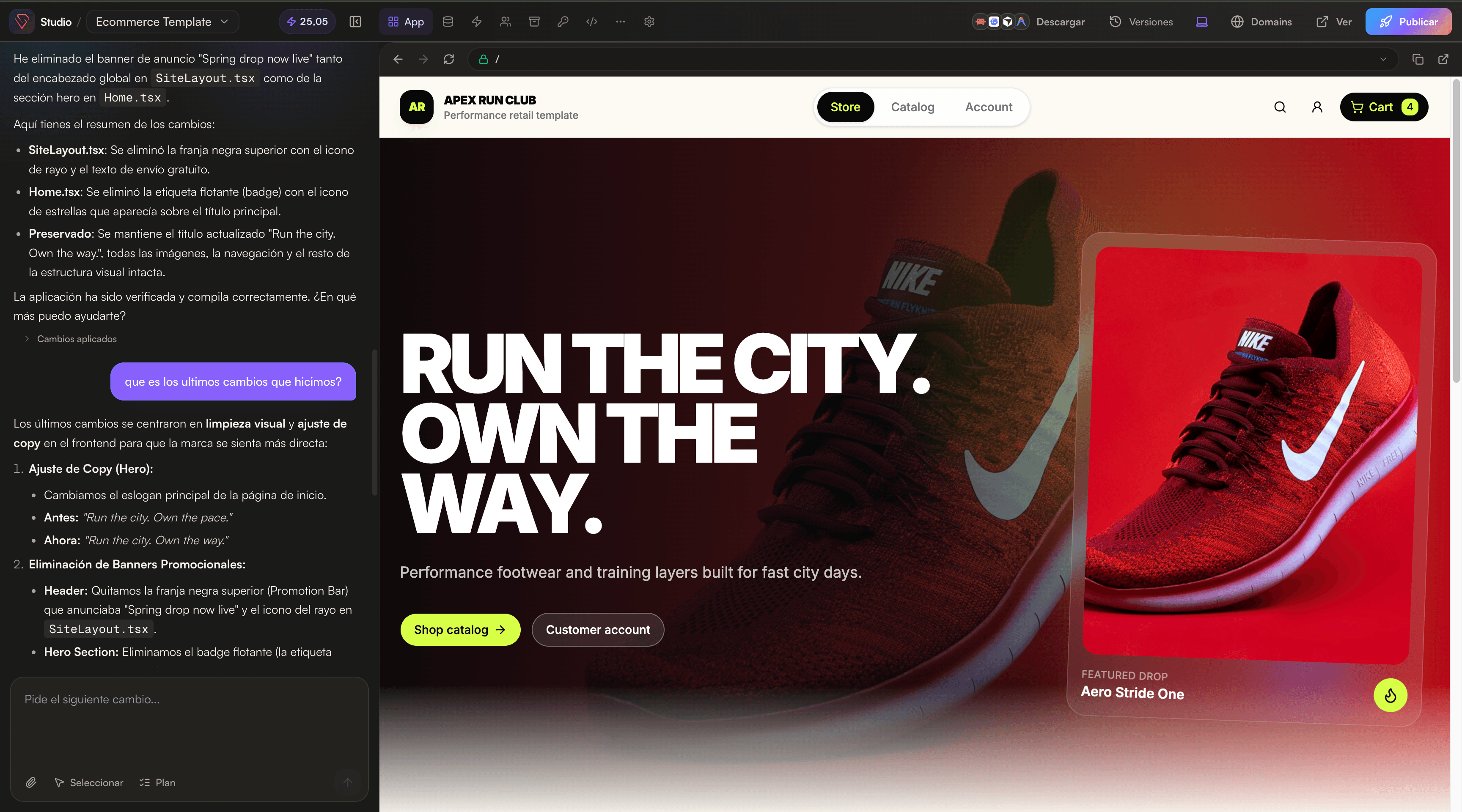 DYPAI Studio building an app from a chat prompt